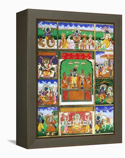 Vishnu in the Centre of His Ten Avatars, Jaipur, Rajasthan-null-Framed Premier Image Canvas