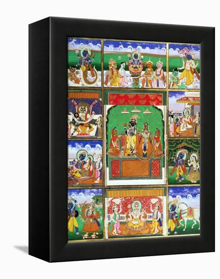 Vishnu in the Centre of His Ten Avatars, Jaipur, Rajasthan-null-Framed Premier Image Canvas