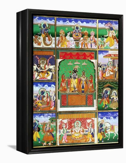 Vishnu in the Centre of His Ten Avatars, Jaipur, Rajasthan-null-Framed Premier Image Canvas