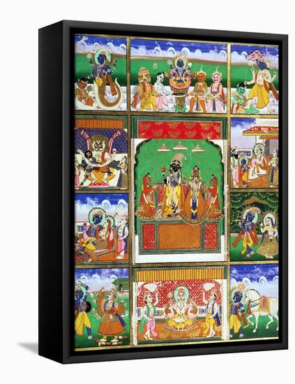 Vishnu in the Centre of His Ten Avatars, Jaipur, Rajasthan-null-Framed Premier Image Canvas