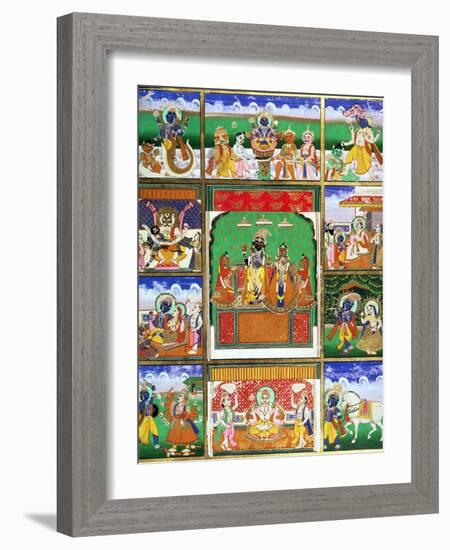 Vishnu in the Centre of His Ten Avatars, Jaipur, Rajasthan-null-Framed Giclee Print