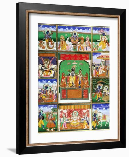 Vishnu in the Centre of His Ten Avatars, Jaipur, Rajasthan-null-Framed Giclee Print