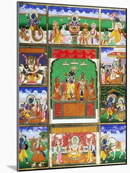 Vishnu in the Centre of His Ten Avatars, Jaipur, Rajasthan-null-Mounted Giclee Print