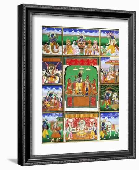 Vishnu in the Centre of His Ten Avatars, Jaipur, Rajasthan-null-Framed Giclee Print