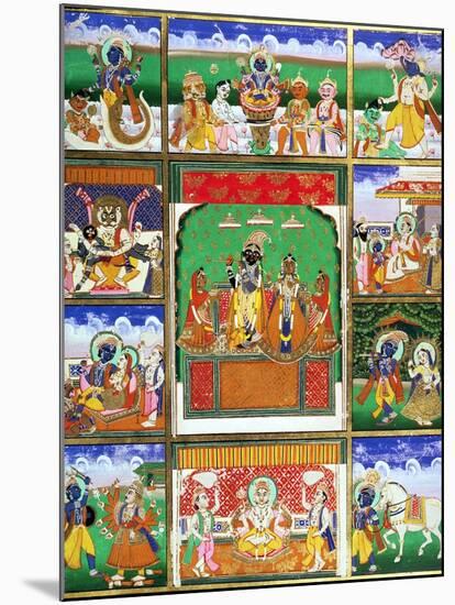 Vishnu in the Centre of His Ten Avatars, Jaipur, Rajasthan-null-Mounted Giclee Print