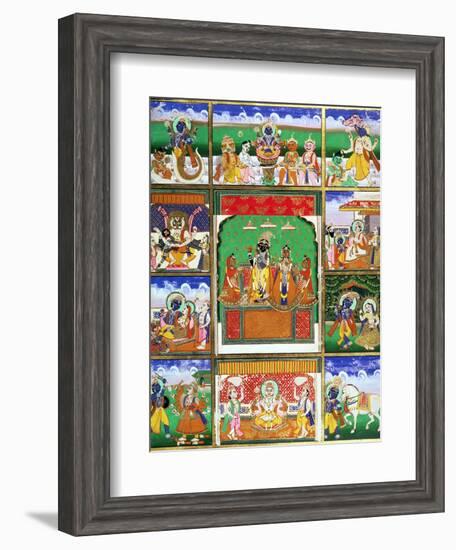 Vishnu in the Centre of His Ten Avatars, Jaipur, Rajasthan-null-Framed Giclee Print