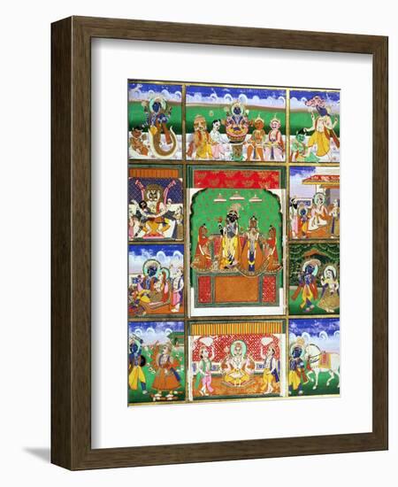 Vishnu in the Centre of His Ten Avatars, Jaipur, Rajasthan-null-Framed Giclee Print