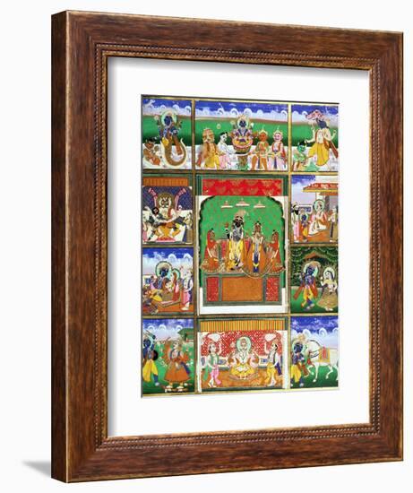 Vishnu in the Centre of His Ten Avatars, Jaipur, Rajasthan-null-Framed Giclee Print