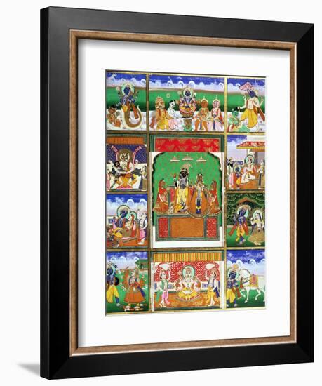 Vishnu in the Centre of His Ten Avatars, Jaipur, Rajasthan-null-Framed Giclee Print