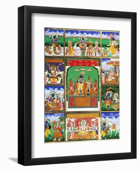 Vishnu in the Centre of His Ten Avatars, Jaipur, Rajasthan-null-Framed Giclee Print