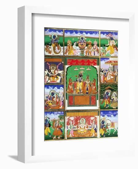 Vishnu in the Centre of His Ten Avatars, Jaipur, Rajasthan-null-Framed Giclee Print