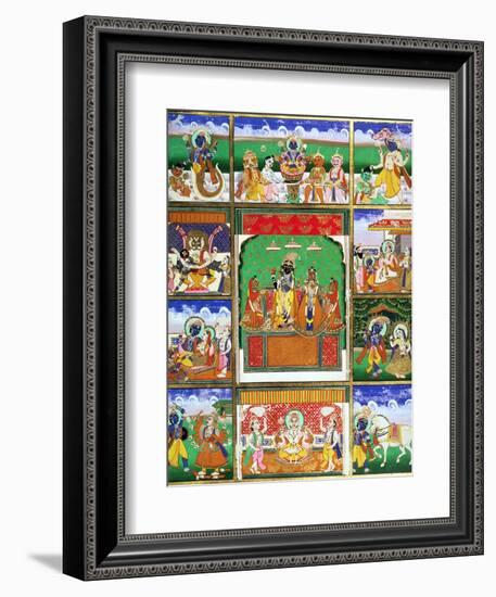 Vishnu in the Centre of His Ten Avatars, Jaipur, Rajasthan-null-Framed Giclee Print