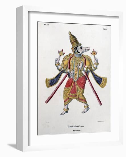 Vishnu, One of the Gods of the Hindu Trinity (Trimurt), 1828-null-Framed Giclee Print