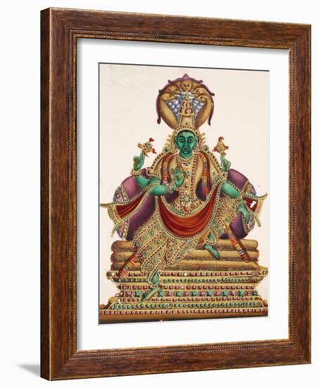 Vishnu, Sheltered by the Five-Headed Shesha, One of the Primal Beings of Creation, from…-null-Framed Giclee Print