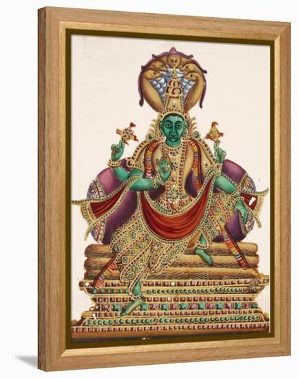 Vishnu, Sheltered by the Five-Headed Shesha, One of the Primal Beings of Creation, from…-null-Framed Premier Image Canvas