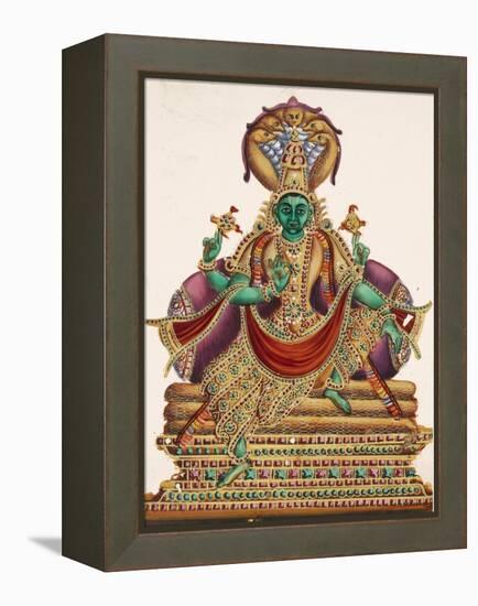 Vishnu, Sheltered by the Five-Headed Shesha, One of the Primal Beings of Creation, from…-null-Framed Premier Image Canvas