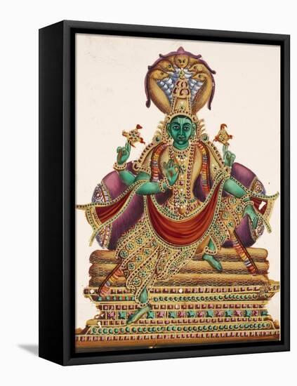 Vishnu, Sheltered by the Five-Headed Shesha, One of the Primal Beings of Creation, from…-null-Framed Premier Image Canvas