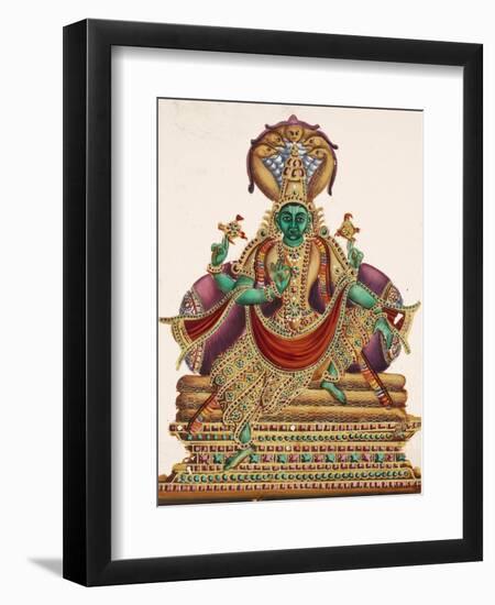 Vishnu, Sheltered by the Five-Headed Shesha, One of the Primal Beings of Creation, from…-null-Framed Giclee Print