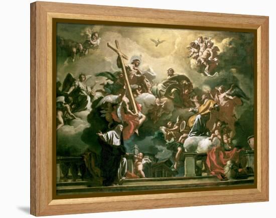 Vision of the Trinity with Ss. Philip Neri and Francesca Romana, 18th Century-Francesco Solimena-Framed Premier Image Canvas