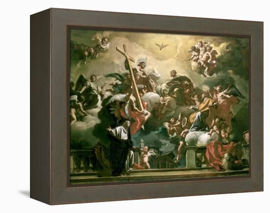 Vision of the Trinity with Ss. Philip Neri and Francesca Romana, 18th Century-Francesco Solimena-Framed Premier Image Canvas
