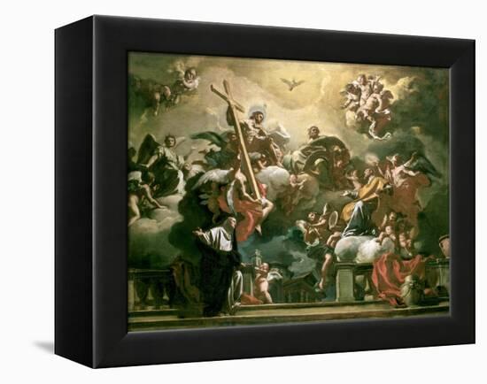 Vision of the Trinity with Ss. Philip Neri and Francesca Romana, 18th Century-Francesco Solimena-Framed Premier Image Canvas