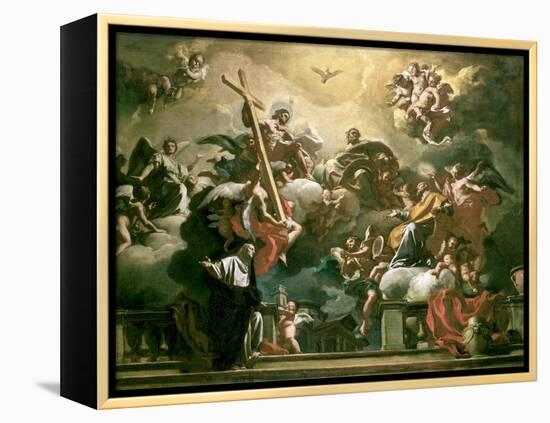 Vision of the Trinity with Ss. Philip Neri and Francesca Romana, 18th Century-Francesco Solimena-Framed Premier Image Canvas