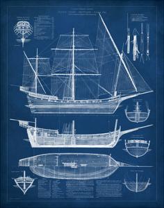 Antique Ship Blueprint I by Vision Studio
