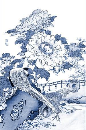 木版画『Peaceful blue 』 Blue & White Asian Garden II Premium Giclee Print - Vision Studio