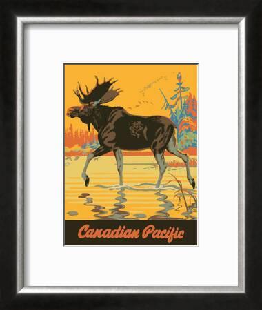 Bull Moose Lake Animal Canada Canvas Poster Wall Art Print Picture Framed CH935