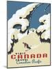 Visit Canada - Skiing - Travel Canadian Pacific, Vintage Railroad Travel Poster, 1955-Roger Couillard-Mounted Art Print