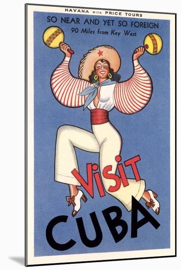 Visit Cuba, Maracas Lady-null-Mounted Art Print