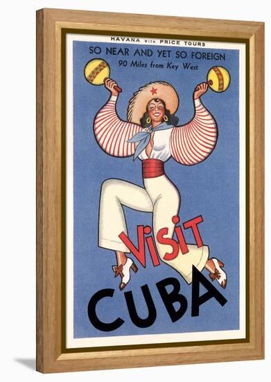 Visit Cuba, Maracas Lady-null-Framed Stretched Canvas