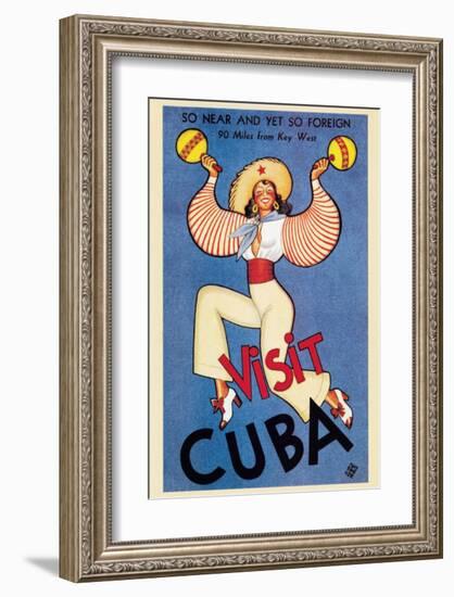 Visit Cuba-null-Framed Premium Giclee Print