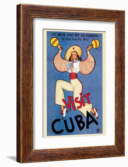 Visit Cuba-null-Framed Premium Giclee Print