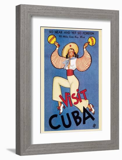 Visit Cuba-null-Framed Premium Giclee Print