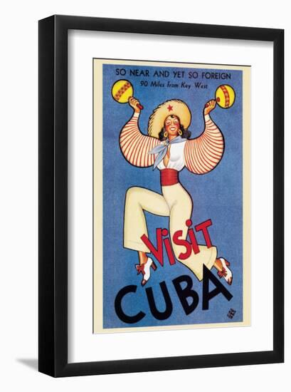 Visit Cuba-null-Framed Premium Giclee Print