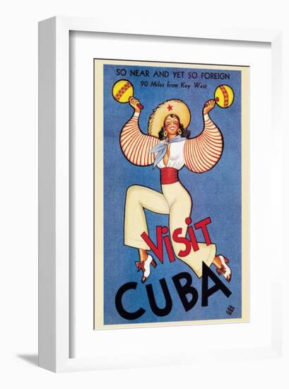 Visit Cuba-null-Framed Premium Giclee Print