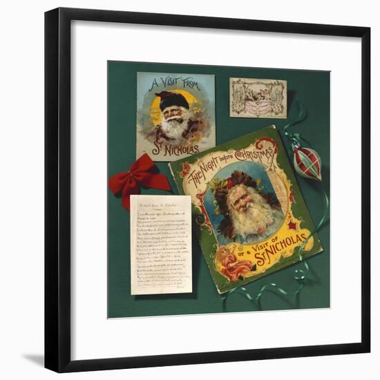 Visit from St. Nicholas, The First Commercial Christmas Greeting Card, London, c.1860-null-Framed Giclee Print