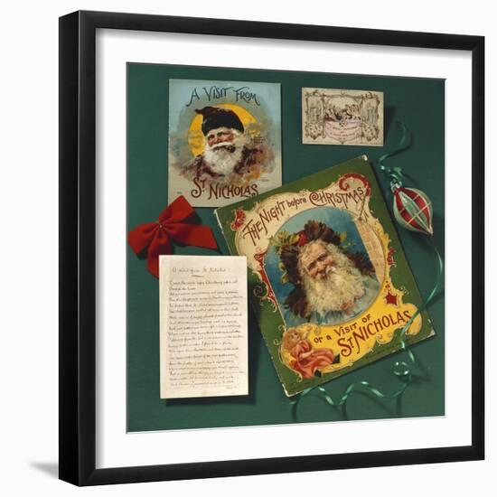 Visit from St. Nicholas, The First Commercial Christmas Greeting Card, London, c.1860-null-Framed Giclee Print