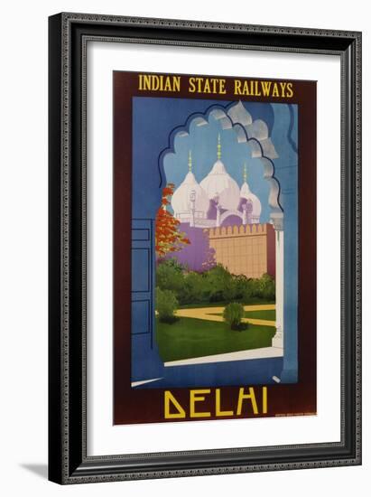 Visit India - Indian State Railways, Delhi Poster-null-Framed Giclee Print