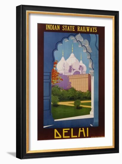 Visit India - Indian State Railways, Delhi Poster-null-Framed Giclee Print