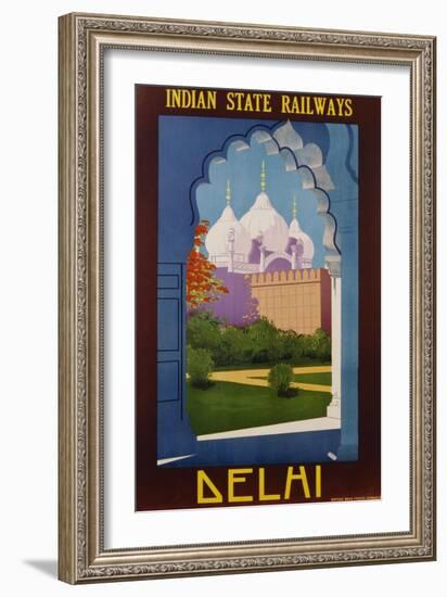 Visit India - Indian State Railways, Delhi Poster-null-Framed Premium Giclee Print