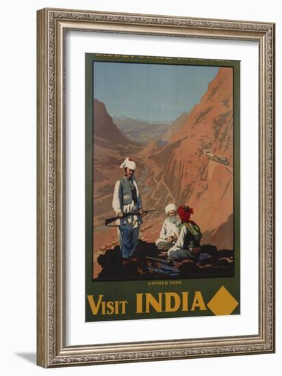 Visit India - Indian State Railways, Khyber Pass Poster-W.S Bylityllis-Framed Giclee Print