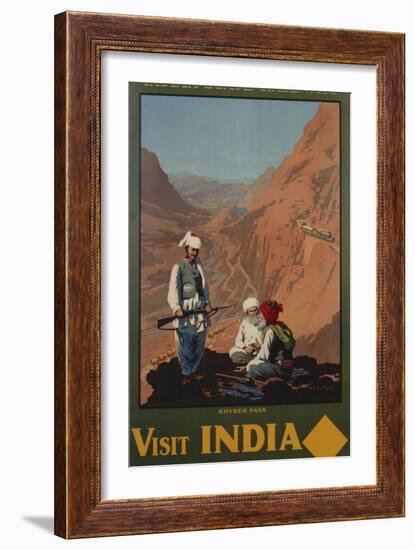 Visit India - Indian State Railways, Khyber Pass Poster-W.S Bylityllis-Framed Giclee Print