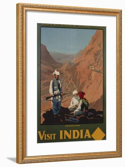 Visit India - Indian State Railways, Khyber Pass Poster-W.S Bylityllis-Framed Giclee Print