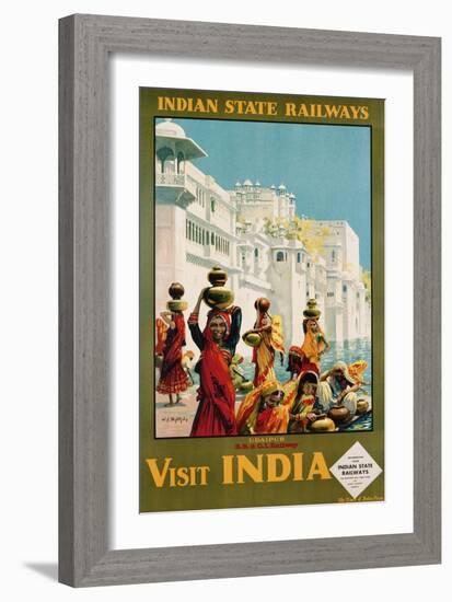 Visit India - Indian State Railways, Udaipur Poster-W.S Bylityllis-Framed Giclee Print