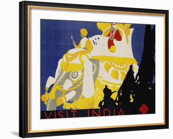 Visit India Poster-Tom Purvis-Framed Giclee Print