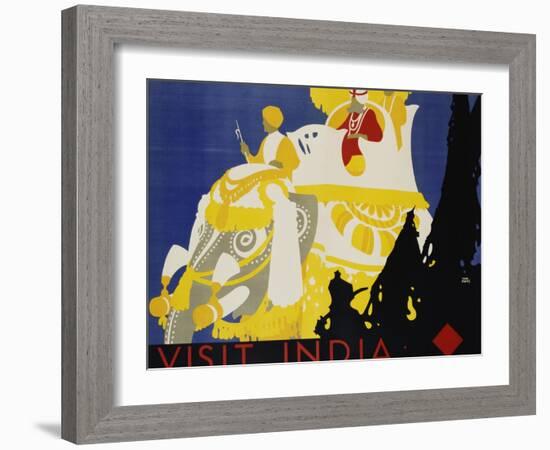 Visit India Poster-Tom Purvis-Framed Giclee Print