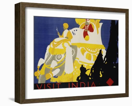 Visit India Poster-Tom Purvis-Framed Giclee Print