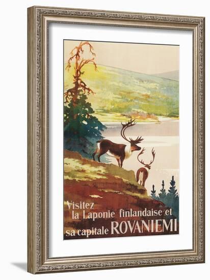 Visit Lapland and Rovaniemi, Finland, Poster in French-null-Framed Giclee Print